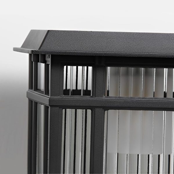 Retro Glass LED Waterproof Matte Black Modern Solar Fence Post Lights - Image 12