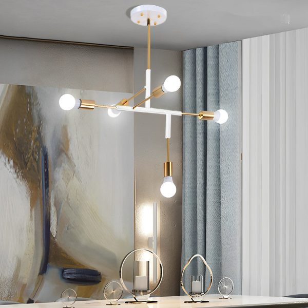 5 Lights LED Creative Branch Electroplated Iron Modern Chandelier Ceiling Lights - Image 2