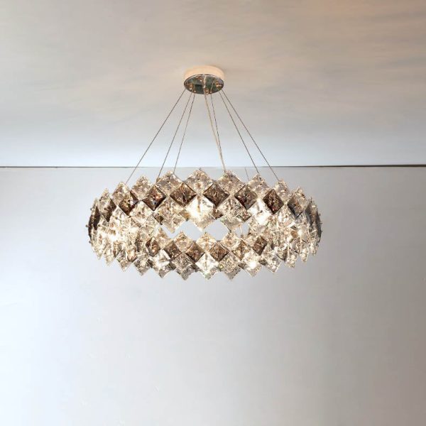 Contemporary Luxury Crystal Diamond Circle Plated Hardware 5/6/7/8/10/14 Light Chandelier For Living Room - Image 5