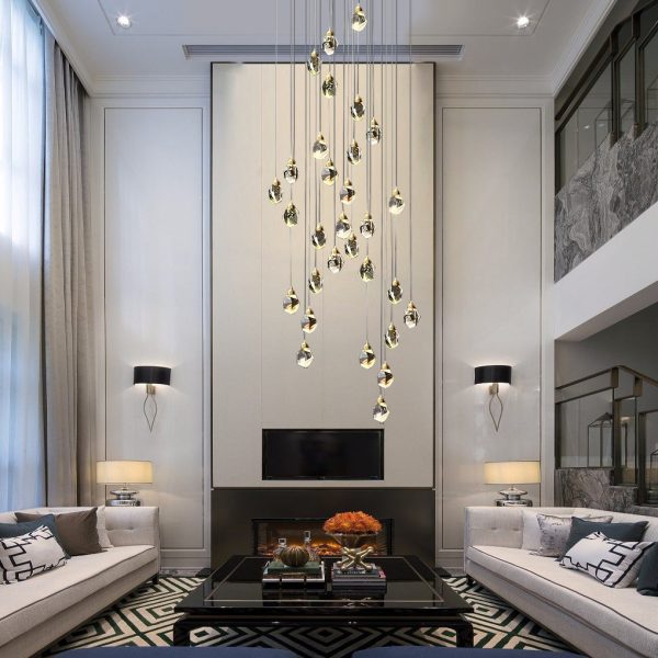 Spiral Crystal Electroplating Metal Modern Duplex Staircase Chandelier - Image 8
