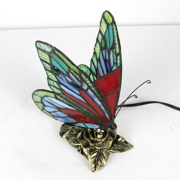 Tiffany Glass Butterfly Shape Night Light 1-Light Table Lamp - Image 4