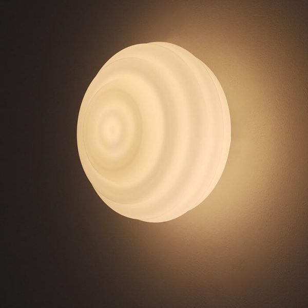 Nordic Cream Wave Round Glass Lampshade 1-Light Wall Sconce Lamp - Image 9