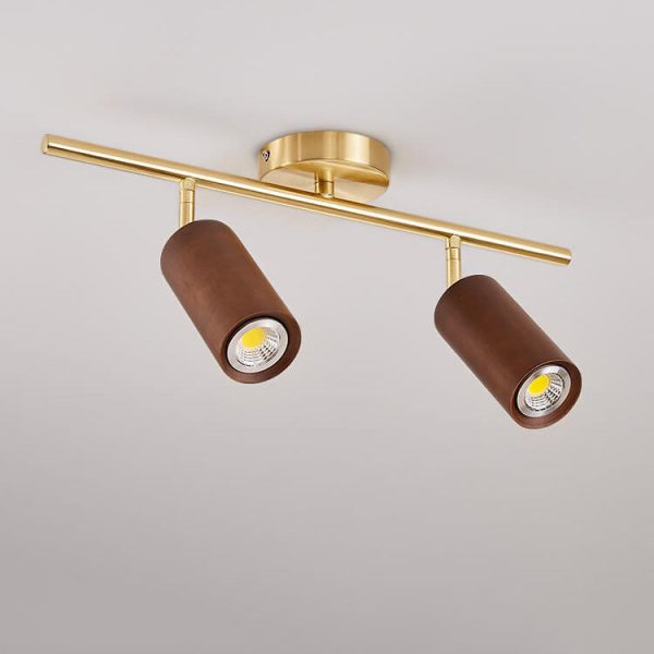 Nordic Minimalist Walnut Wood Spotlight Linear Track 1/2/3/4 Light LED Semi-Flush Mount Ceiling Light - Image 19