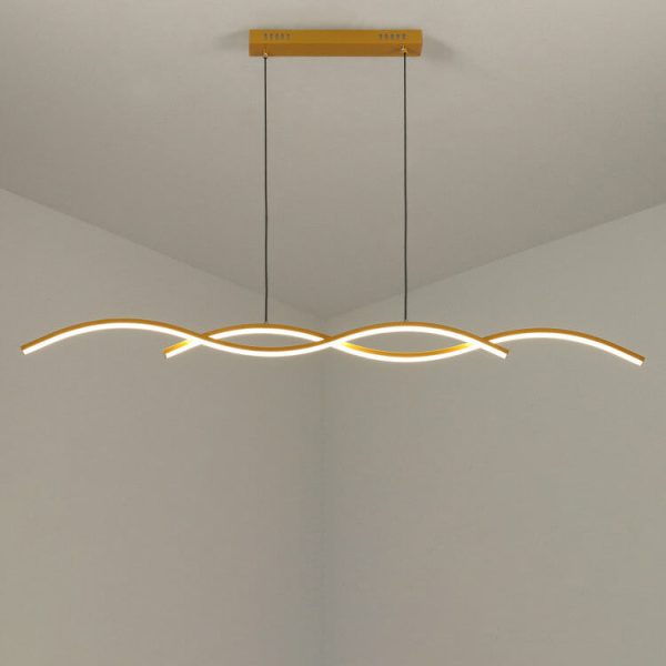 Nordic Minimalist Long Strip Wave Design Island Light LED Chandelier - Image 4