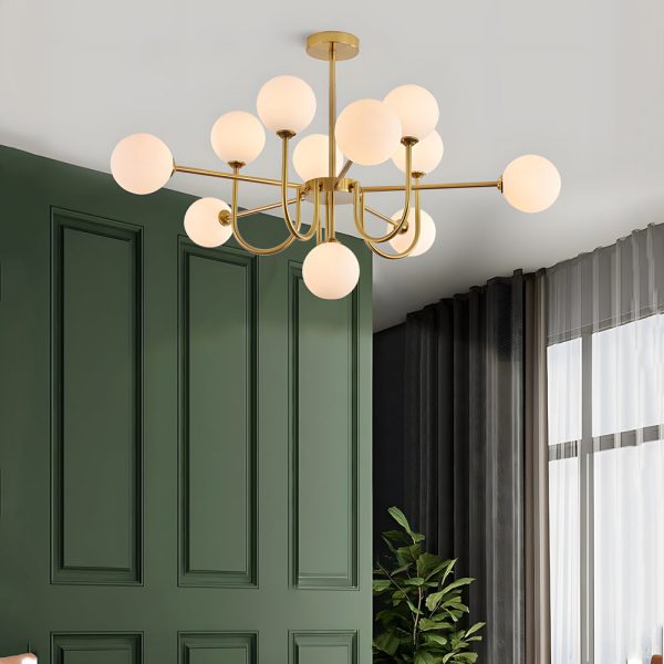 Amber Glass Globe Molecule Chandelier - Image 6
