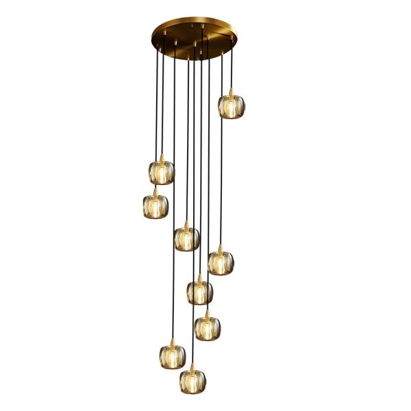 Long Spiral Cubes Crystal Pendant Light Dimmable Chandelier for Staircase - Image 27