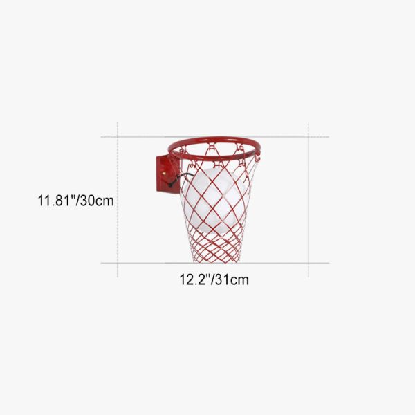 Modern Art Deco Kids Iron Glass Basketball Hoop 1-Light Wall Sconce Lamp For Bedroom - Image 5