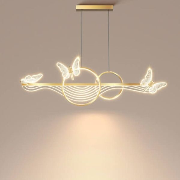 Nordic Light Luxury Butterfly Round Linear Island Light LED Chandelier - Image 6