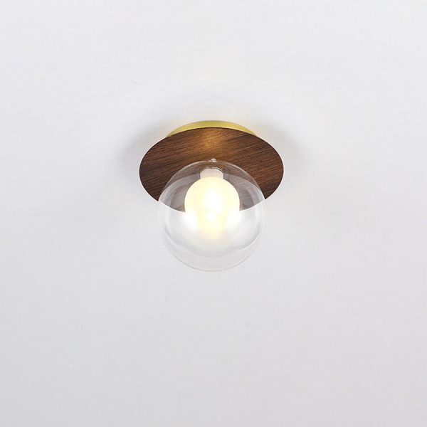 Japanese Minimalist Glass Iron Woodgrain 1-Light Semi-Flush Mount Ceiling Light - Image 29