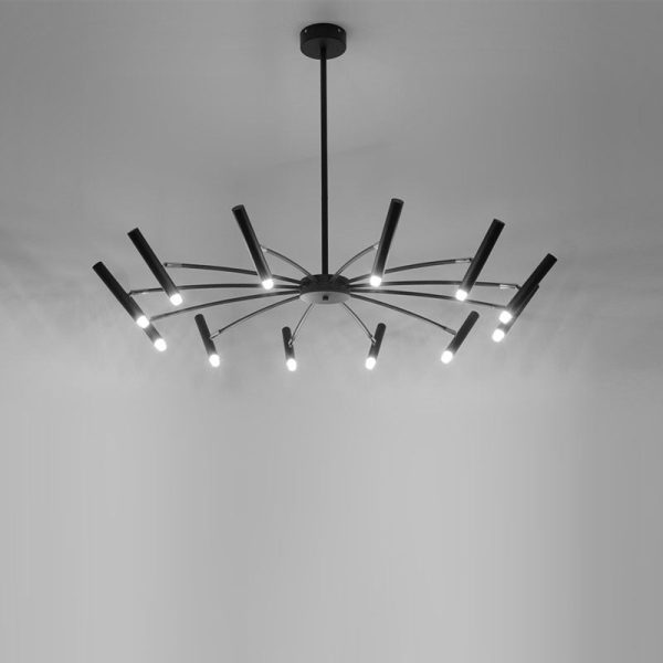 Contemporary Scandinavian Round Radioactive Iron Aluminum 12/24 Light Chandelier For Living Room - Image 28