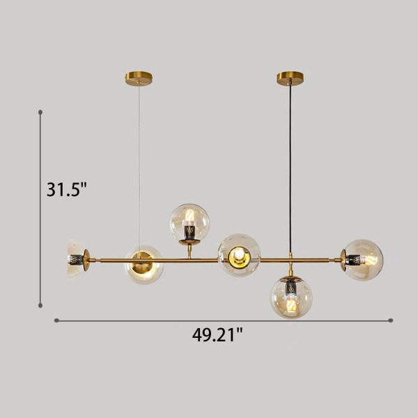 Modern Minimalist Long Glass Round Globe Island Light 6-Light Chandelier - Image 10