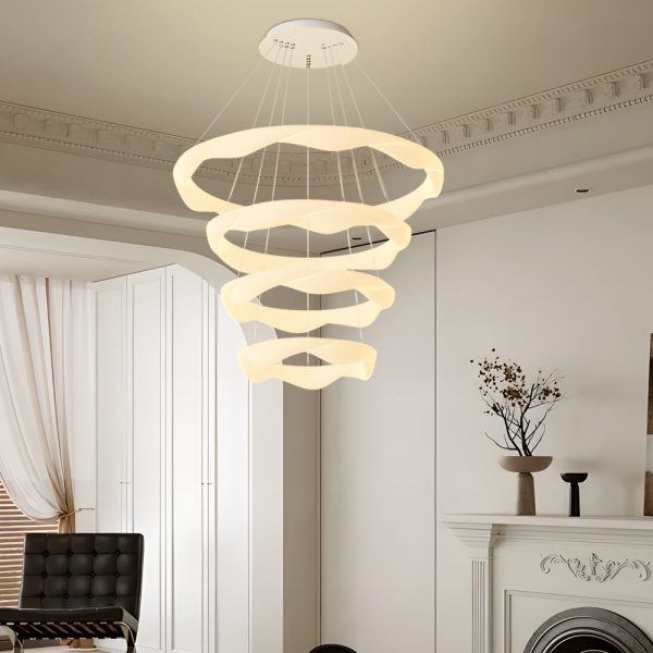 Creative Cream Style Designer Rings 3 Step Dimming Modern Chandelier - Image 2