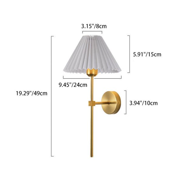 Vintage Pleated Fabric Shade Straight Arm 1-Light Wall Sconce Lamp - Image 4