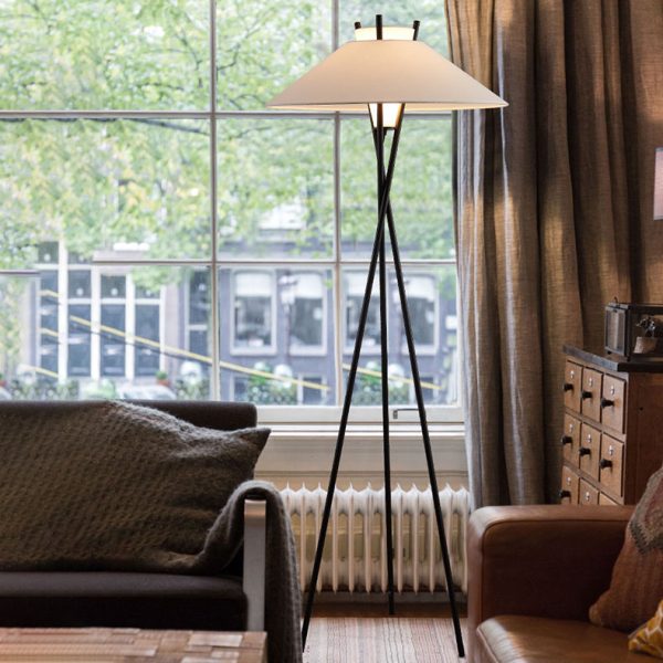 Contemporary Simplicity Semi-tapered Fabric Shade Iron Tripod 1-Light Standing Floor Lamp For Study - Image 11