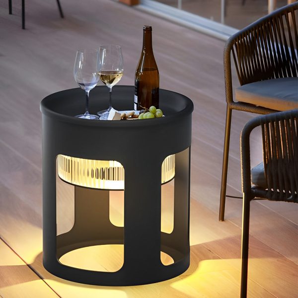 Round Table Lamp with Under-Table Lighting Solar-Powered LED Outdoor Light