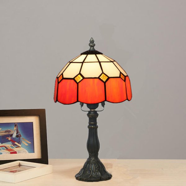 Vintage Tiffany Mediterranean Stained Glass 1-Light Table Lamp - Image 13