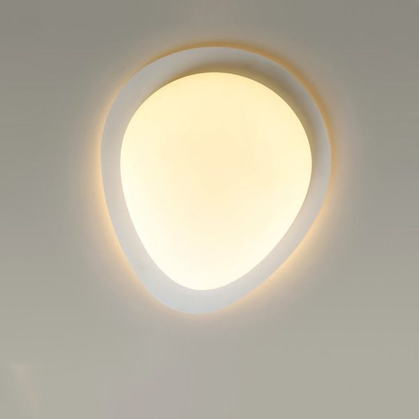 Contemporary Scandinavian Pebble Shape Iron Acrylic LED Flush Mount Ceiling Light For Bedroom - Image 10