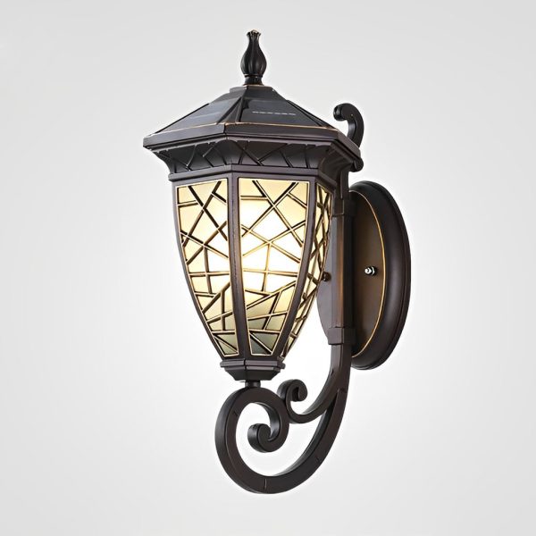 Retro Pattern Waterproof Black American Style Solar Powered Wall Lamp - Image 11