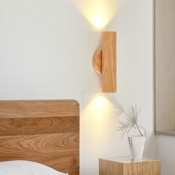 Modern Simple Warm Solid Wood Strip Double Head LED Wall Sconce Lamp - Image 3