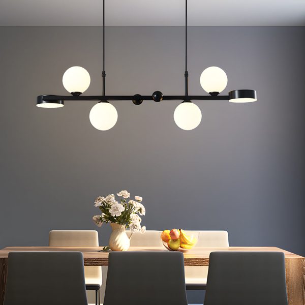 6/8-Light 3step Dimming Glass Ball LED Long Dining Room Chandelier - Image 4
