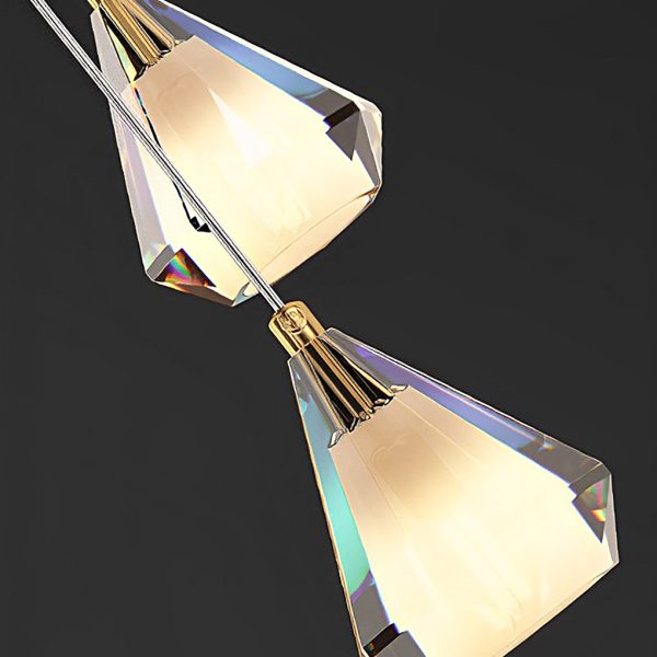 Creative Crystal Shade Three Step Dimming Nordic Staircase Chandelier - Image 12