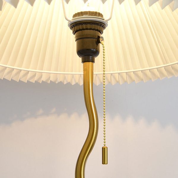 Japanese Simple Pleated Cone Shade Marble Base 1-Light Standing Floor Lamp - Image 6