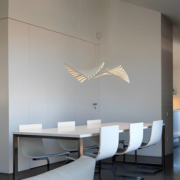Waves Fishbone Strip Stepless Dimming LED Nordic Chandelier Pendant Light - Image 3