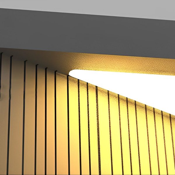 Square Metal Striped Decor LED Waterproof Black Solar Fence Post Light - Image 12