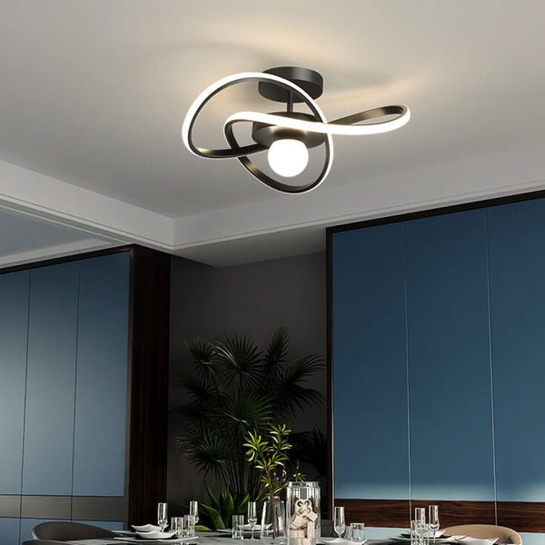 Nordic Modern Simple Streamer Surround Design LED Semi-Flush Mount Light - Image 14