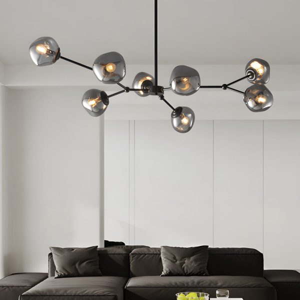 3/5/8-Light Molecule Dimpled Lava Glass Chandelier with Black Metallic Arms - Image 6