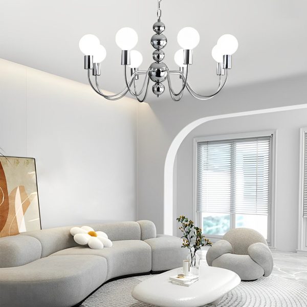 Iron Electroplating Glass Ball Shade Minimalist French Style Chandelier - Image 6