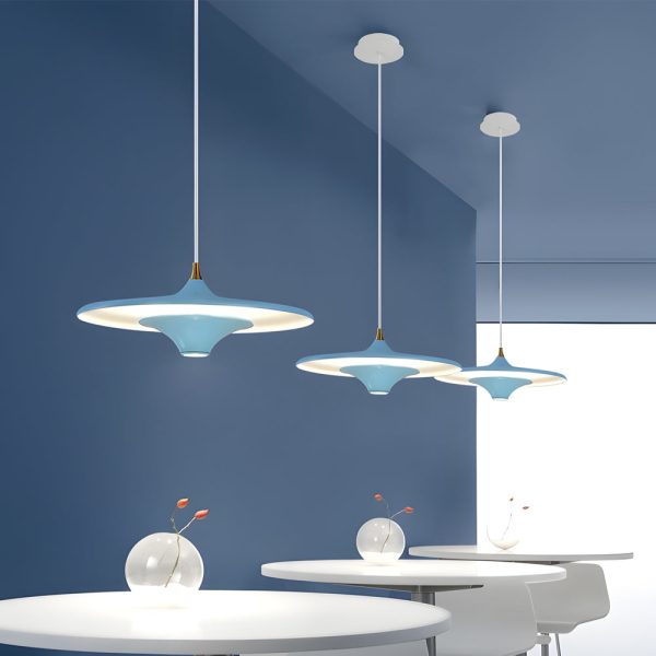 13.8'' 1-Light Round UFO Pendant Lights LED Metal Hanging Lighting Small Spaceship Pendant Lamp for Bar - Image 6