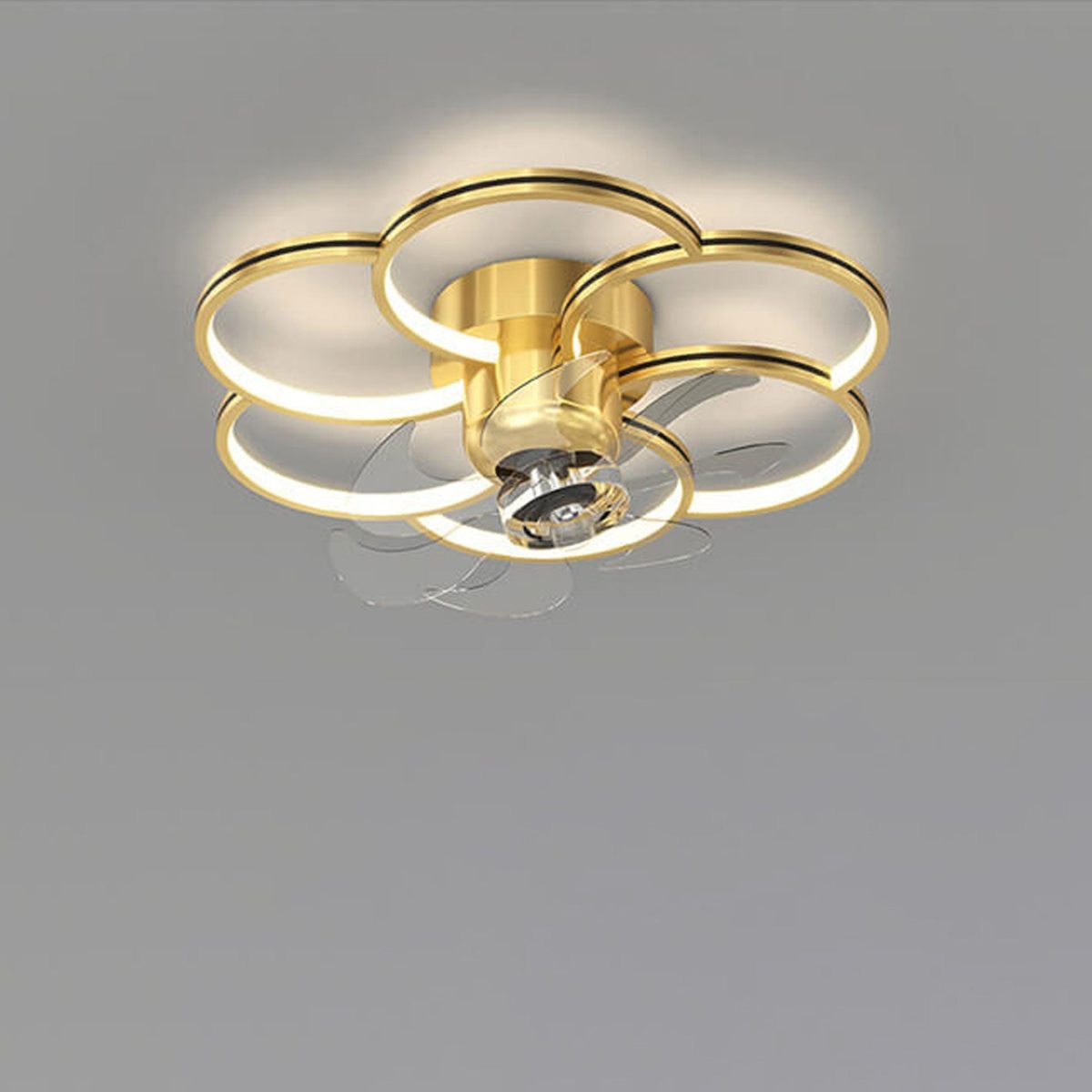 Modern Luxury Flower Petal Design LED Flush Mount Ceiling Fan Light - Image 6