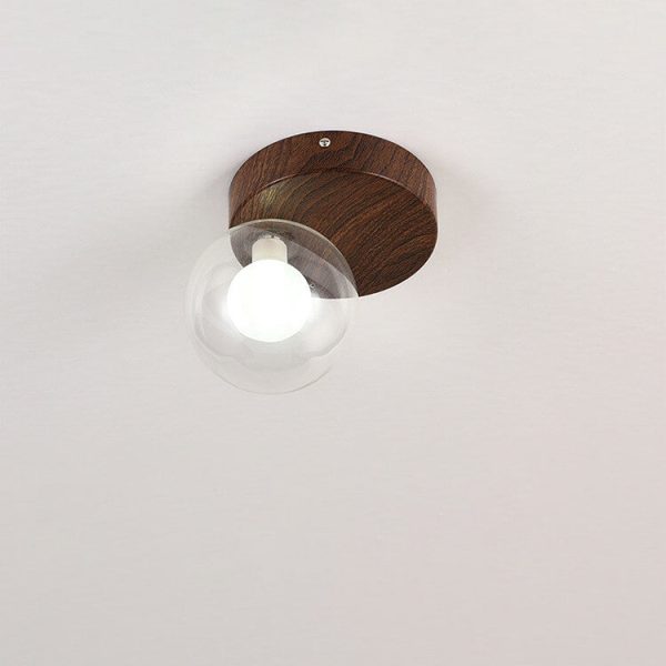 Japanese Minimalist Glass Iron Woodgrain 1-Light Semi-Flush Mount Ceiling Light - Image 28