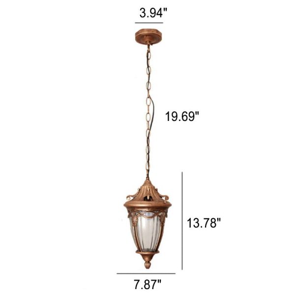 European Vintage Oval Lantern Maple Leaf Outdoor 1-Light Pendant Light - Image 8