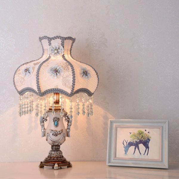 European Court Light Purple Fabric Tassel 1-Light Table Lamp - Image 2