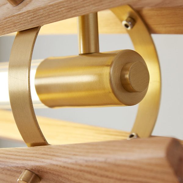 Japanese Minimalist Log Long Column Brass LED Island Light Chandelier - Image 7