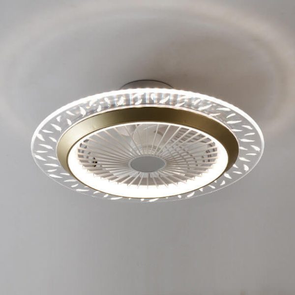 Modern RGB Acrylic Round LED Seme-Flush Mount Ceiling Fan Light - Image 6