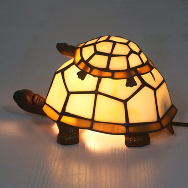 European Tiffany Turtle Stained Glass 1-Light Night Light Table Lamp - Image 9