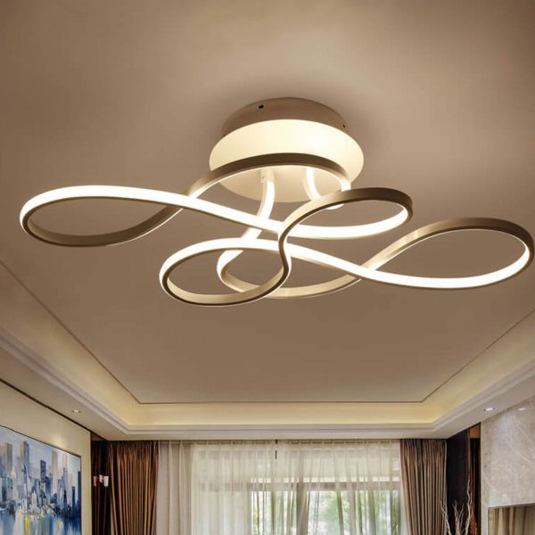 Modern Minimalist Aluminum Acrylic Line LED Flush Mount Ceiling Light - Image 2