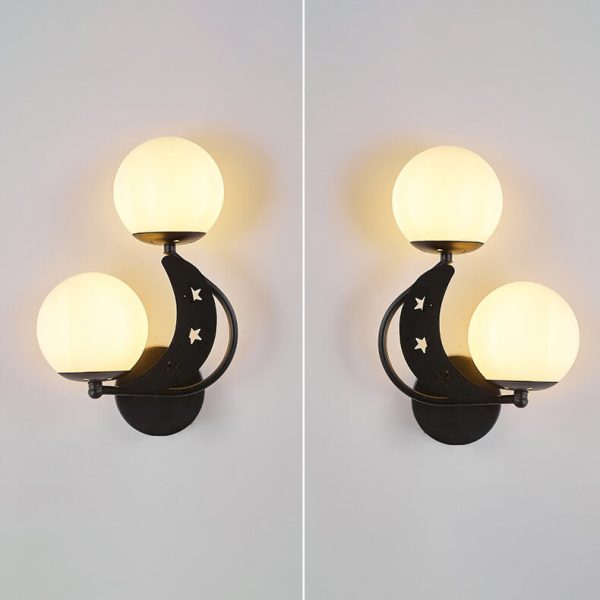 Nordic Creative Glass Globe Lampshade Moon Star Decoration Design 2-Light Wall Sconce Lamp - Image 20