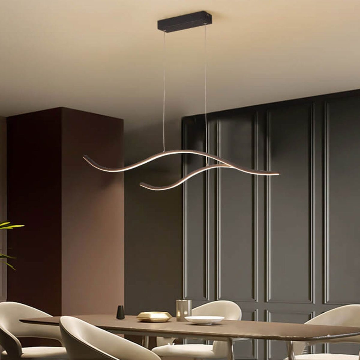 Nordic Creative Long Line Island Light LED Art Chandelier - Image 13