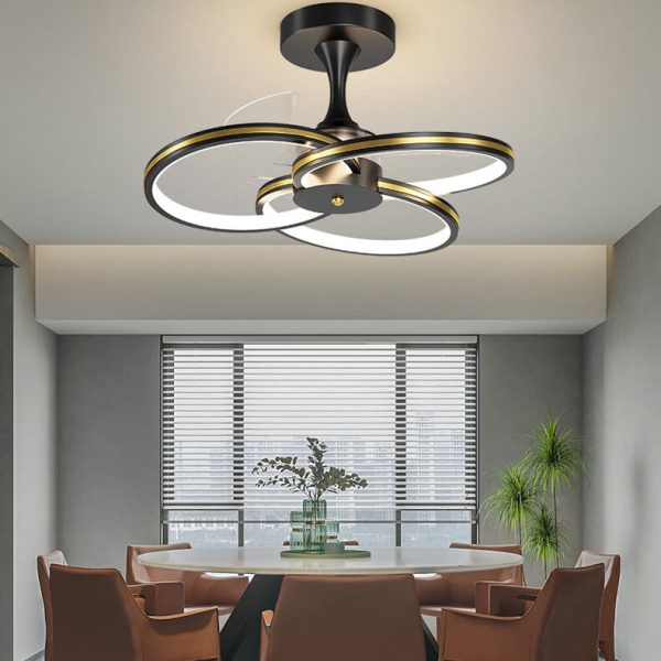 Luxury Acrylic Three Rings Combination Design LED Flush Mount Fan Light - Image 12