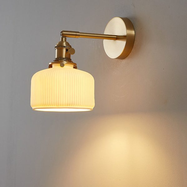 Modern Minimalist Striped Ceramic Jar 1-Light Wall Sconce Lamp - Image 15