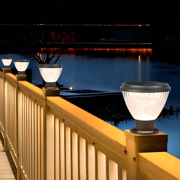 Round LED Fast Charging Black Modern Solar Post Caps Lights Pillar Light - Image 5