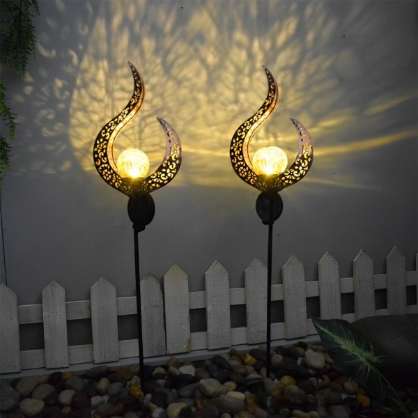 Mystical Moon & Sun Flame Iron Hollow Projector Solar Garden Light - Image 2