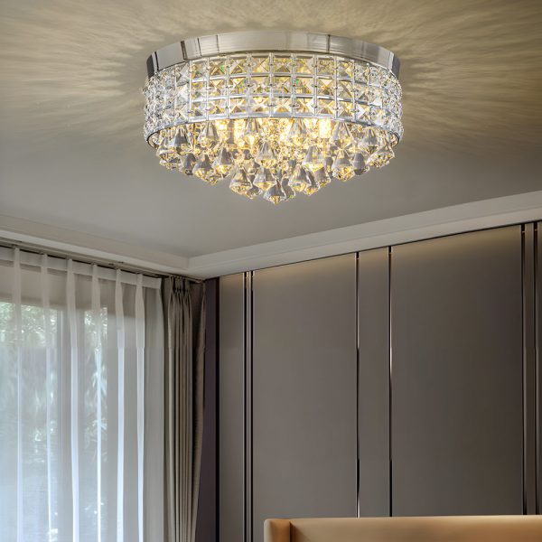 19'' Round Crystal Pendants LED Ceiling Lights Fixture Ceiling Lamp - Image 6