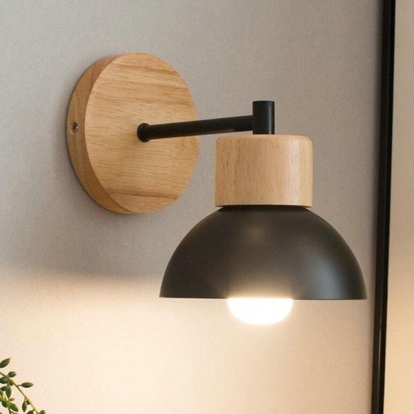 Nordic Wood Metal 1-Light Wall Sconce Lamps - Image 2