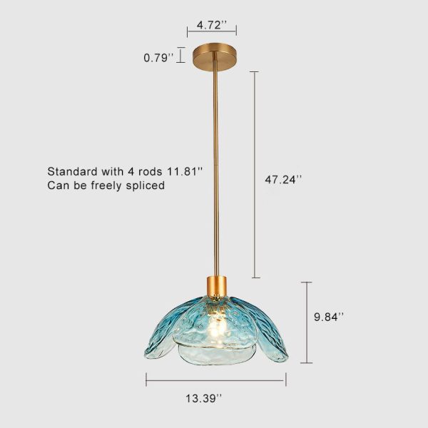 Modern Flower Petal Stained Glass 1-Light Pendant Light - Image 10