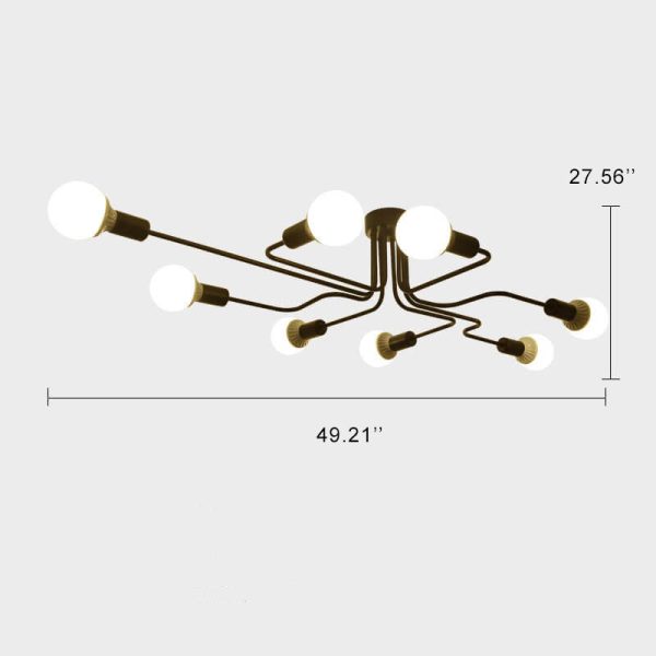Wrought Iron 8-Light Sputnik Modern Linear Circuit Board Shade  Semi-Flush Mount Lighting - Image 4